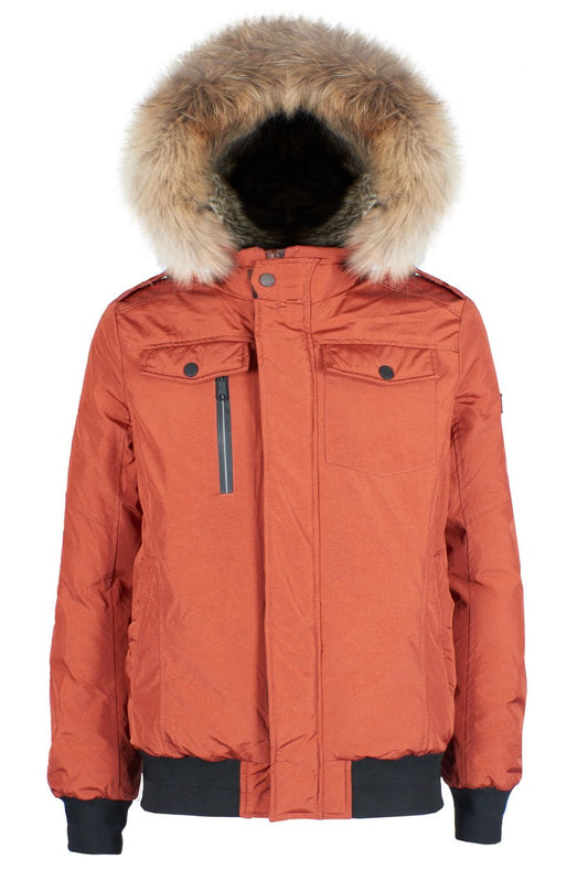 Vibrant Orange Hooded Men's Nylon Jacket
