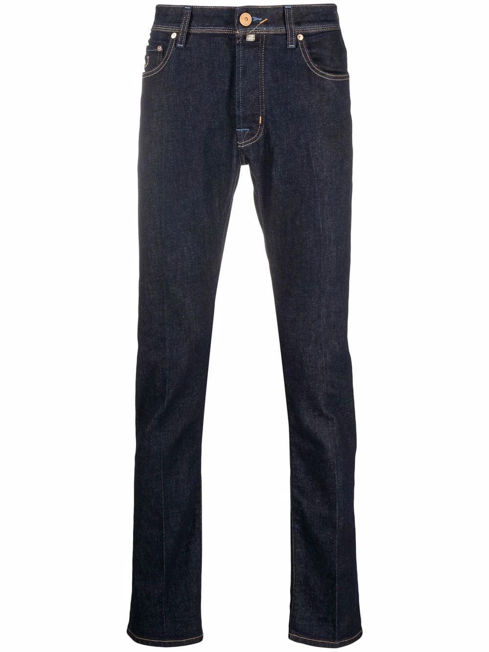 Elegant Bard Dark Denim Jeans with Leather Patch