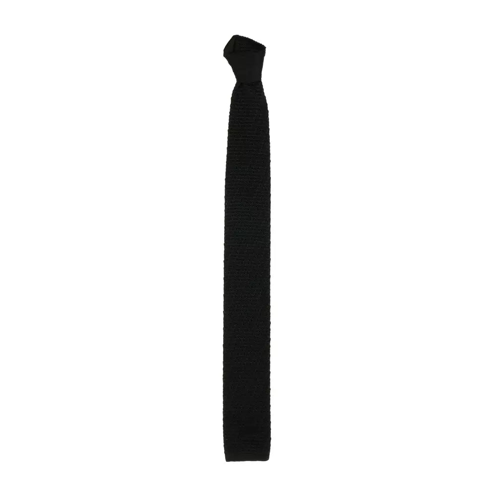 Elegant Silk Square-End Knit Tie in Classic Black