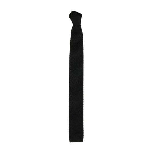 Elegant Silk Square-End Knit Tie in Classic Black