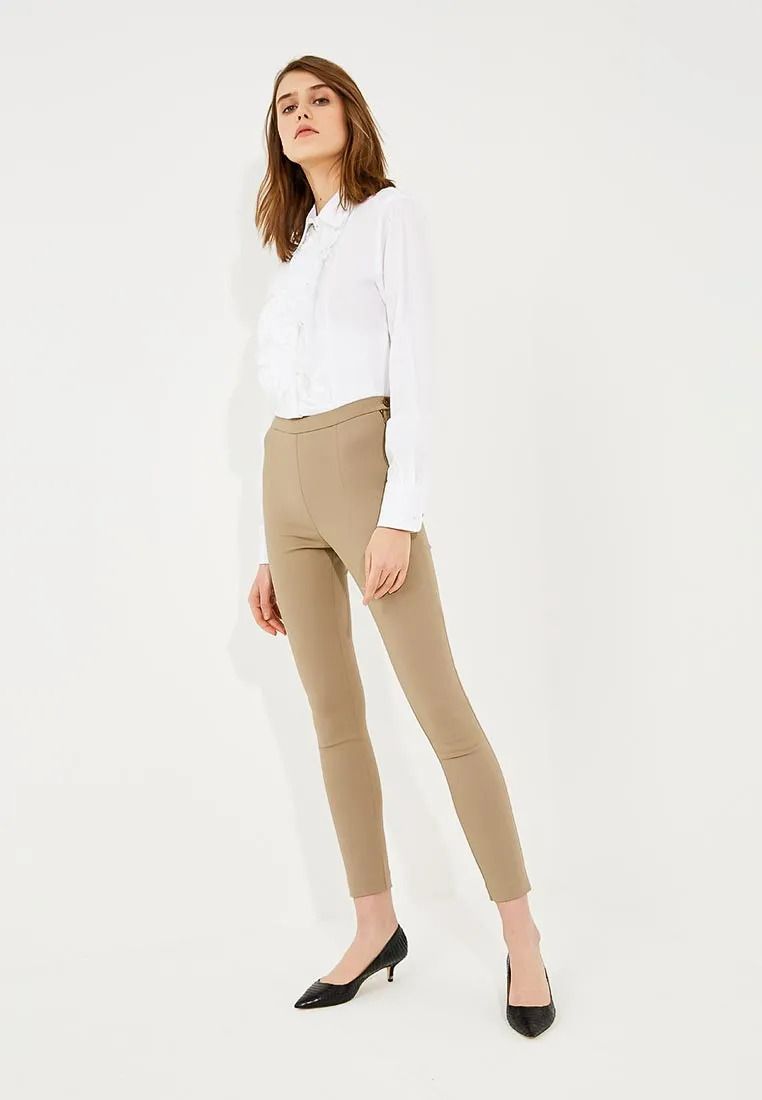 Chic High-Waisted Cotton Blend Trousers
