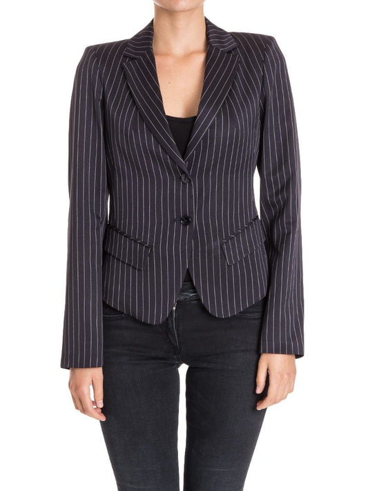 Elegant Blue Lace-Lined Classic Jacket