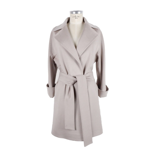 Elegant Beige Virgin Wool Coat