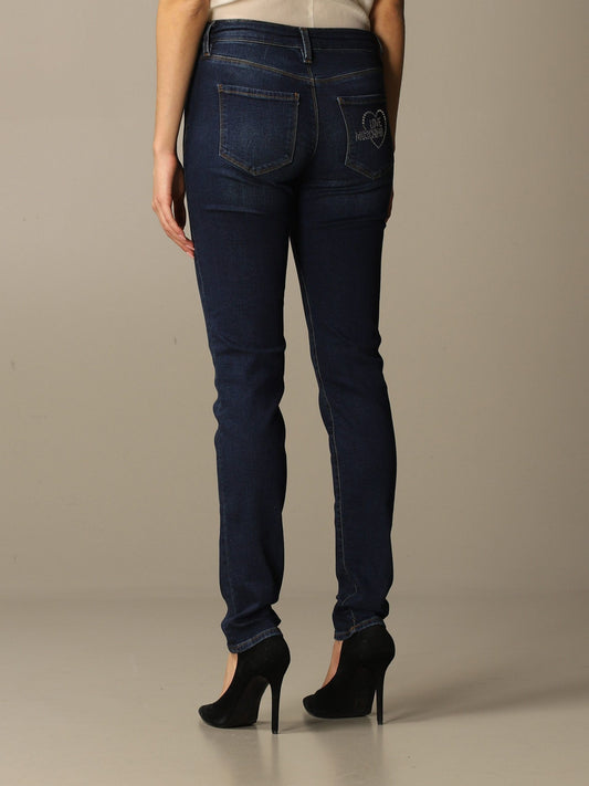 Chic Rhinestone Back Logo Jeans