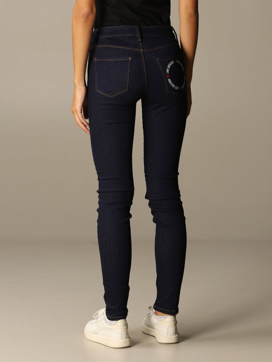 Chic Blue Slim Fit Denim with Logo Detail