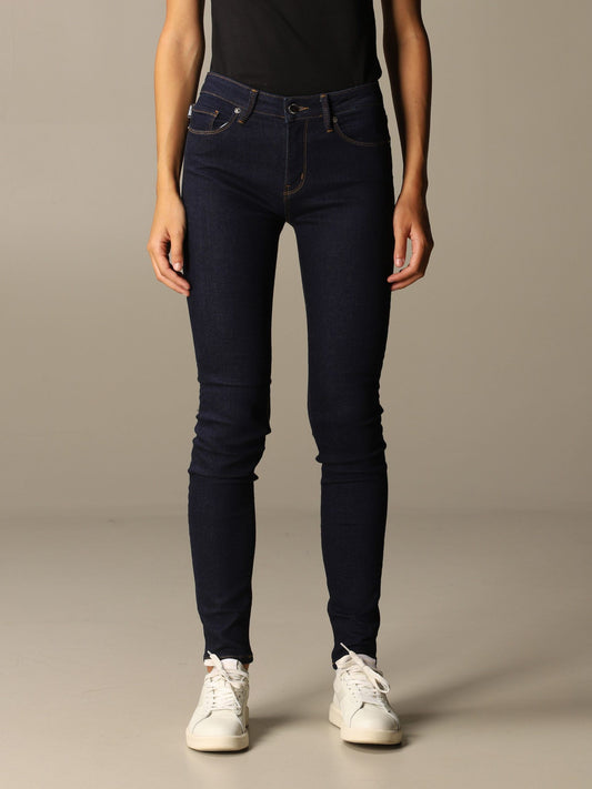 Chic Blue Slim Fit Denim with Logo Detail