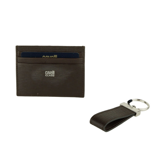 Elegant Calfskin Card Holder with Keyring