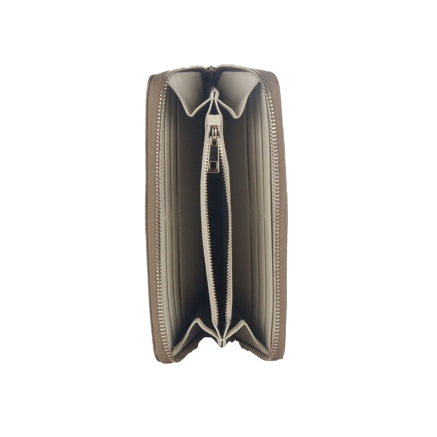 Safari Elegance Long Zip Wallet in White/Khaki