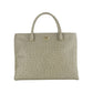 Elegant Grey Vitello Leather Handbag