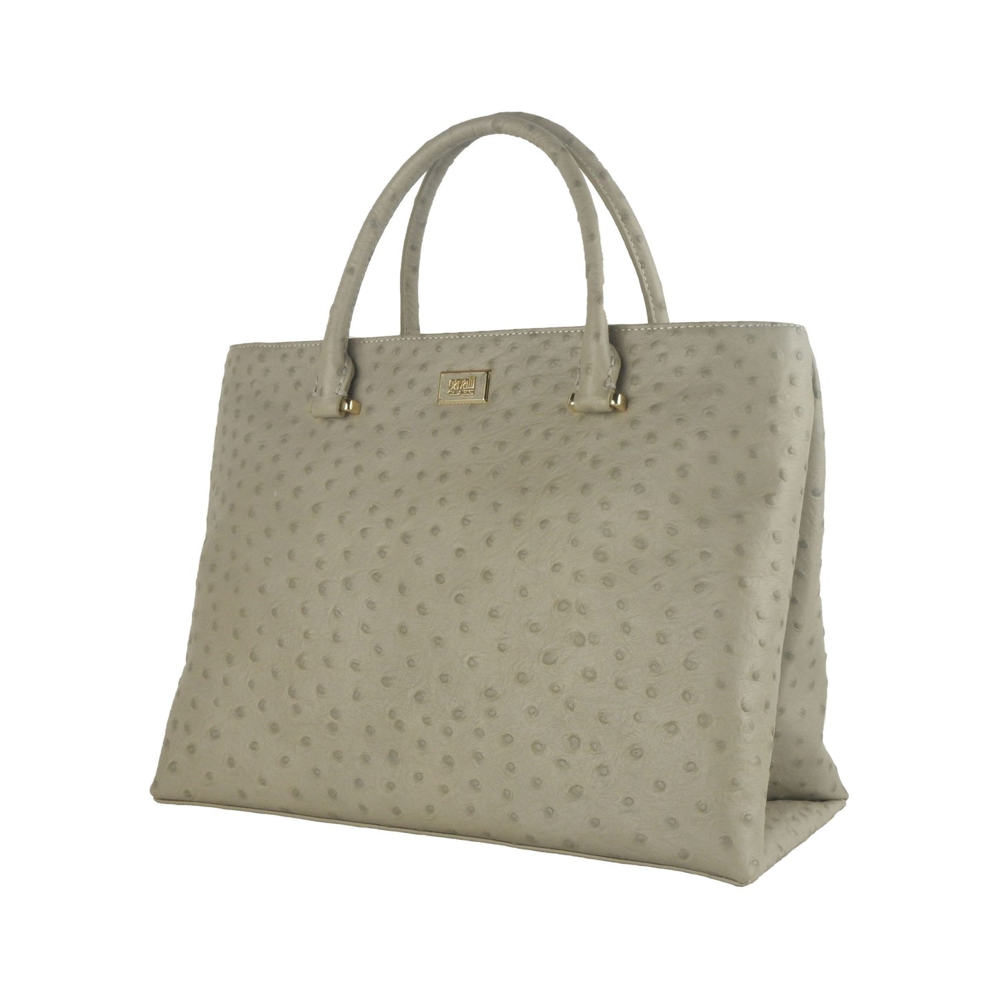 Elegant Grey Vitello Leather Handbag