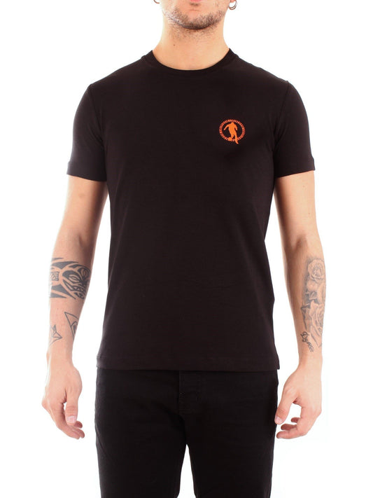 Sleek Black Cotton T-Shirt with Logo