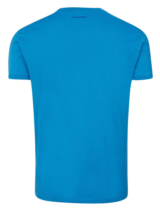 Blue Cotton Crewneck Logo Tee
