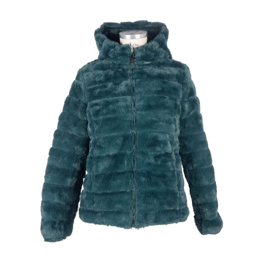 Reversible Hooded Down Jacket in Lush Green