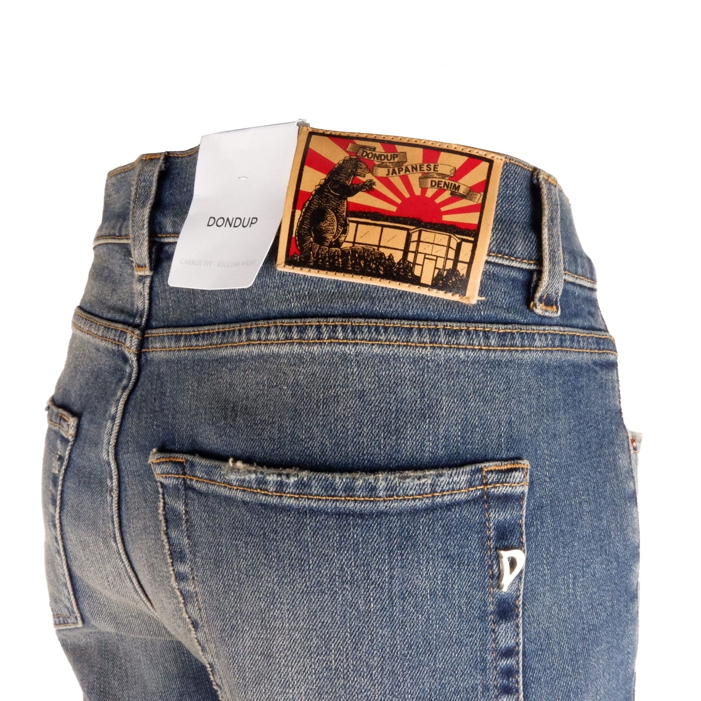 Chic Blue Stretch Cotton Jeans with Destroyed Effect