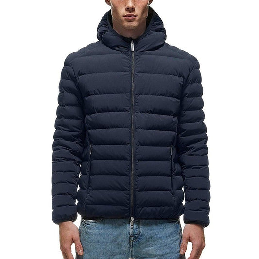 Blue Ultra Light Down Jacket with Cover Mask