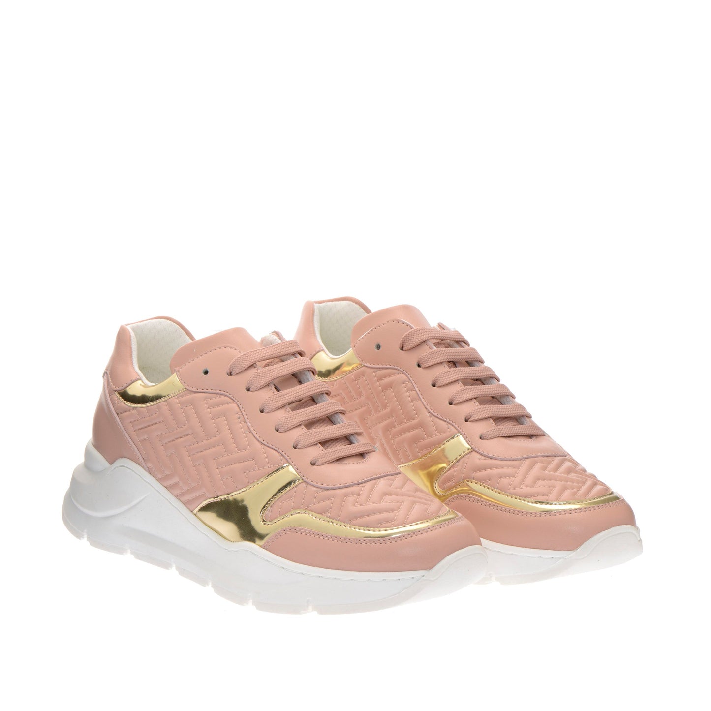 Elegant Calfskin Women's Sneakers with Gold Accents