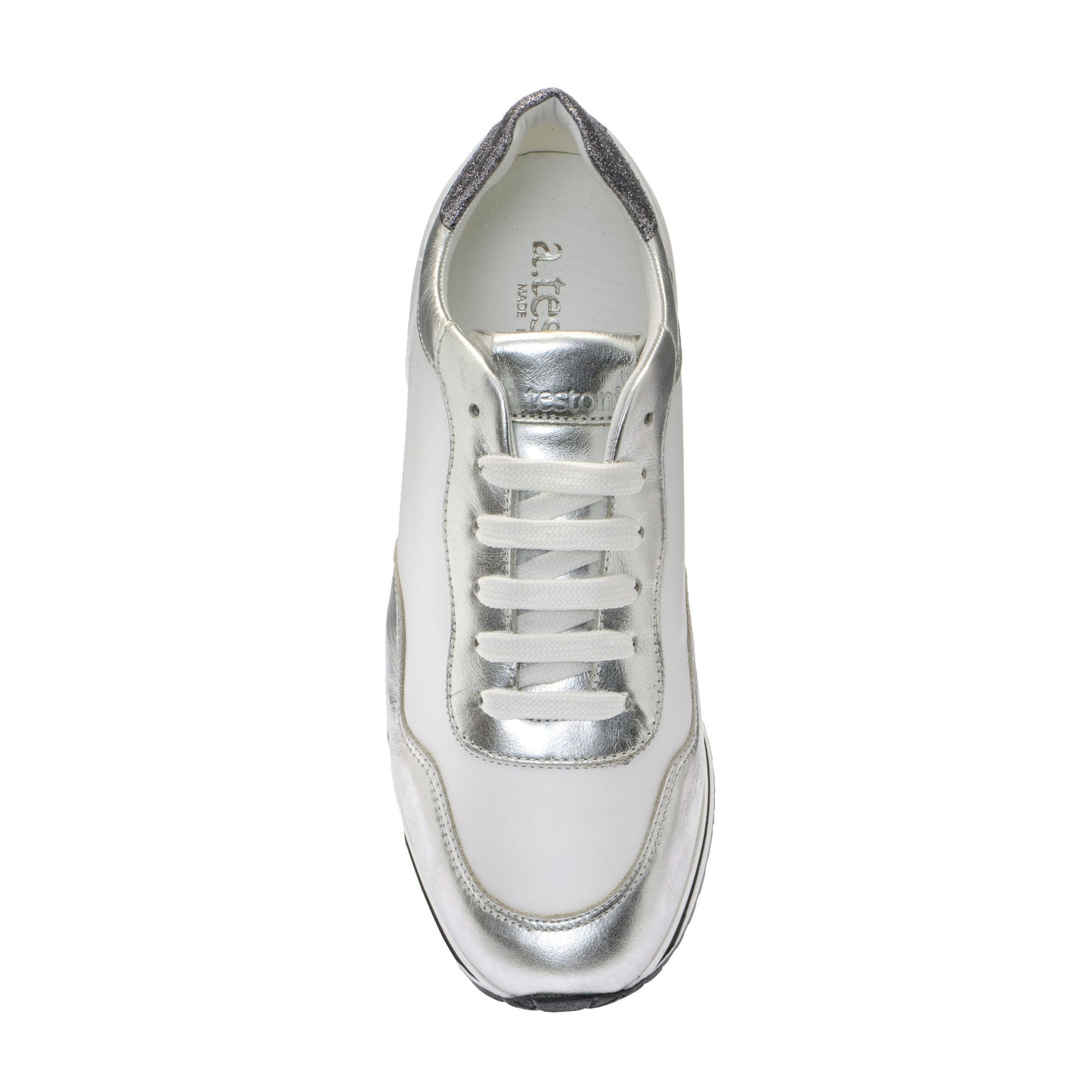 Elegant Calfskin Sneakers with Glitter Accents