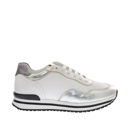 Elegant Calfskin Sneakers with Glitter Accents