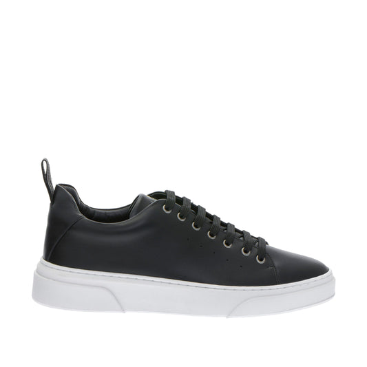 Elegant Black Calfskin Men's Sneakers