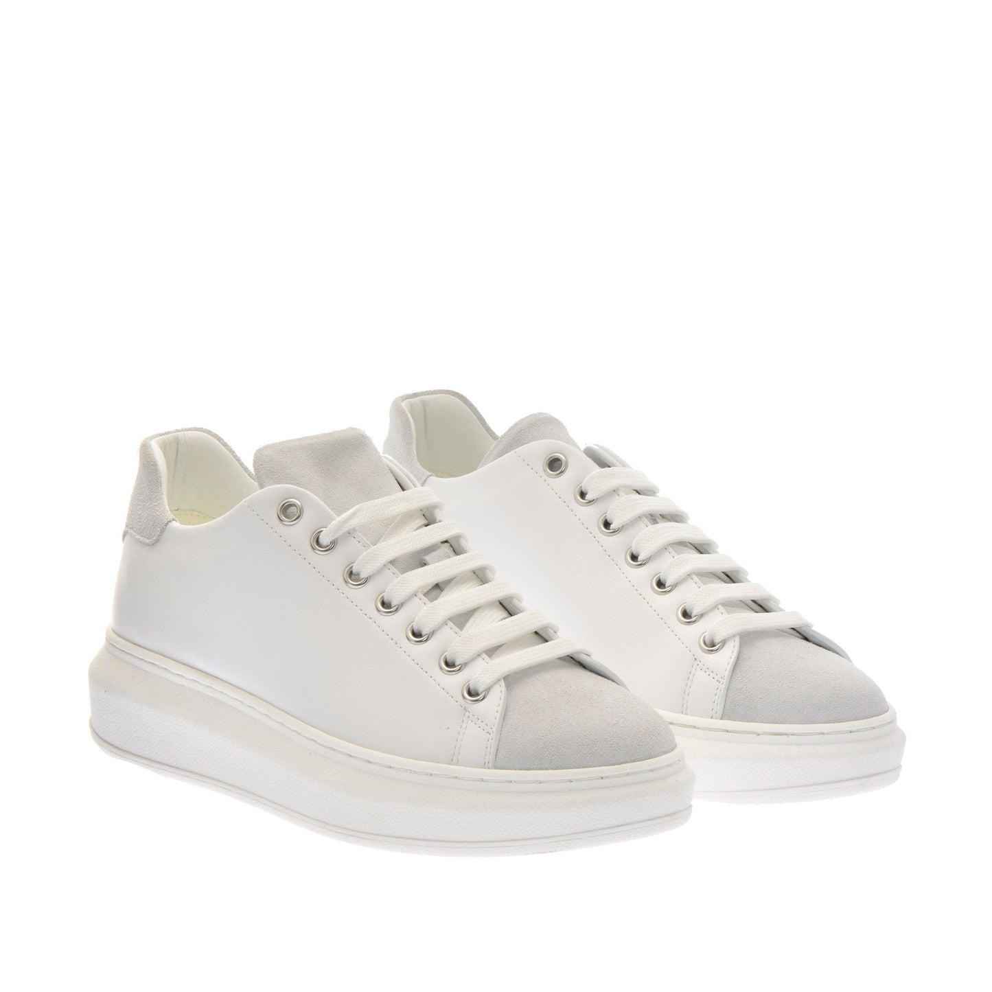 Chic Leather-Trimmed White Sneakers