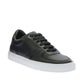 Elegant Black Leather Sneakers With White Soles