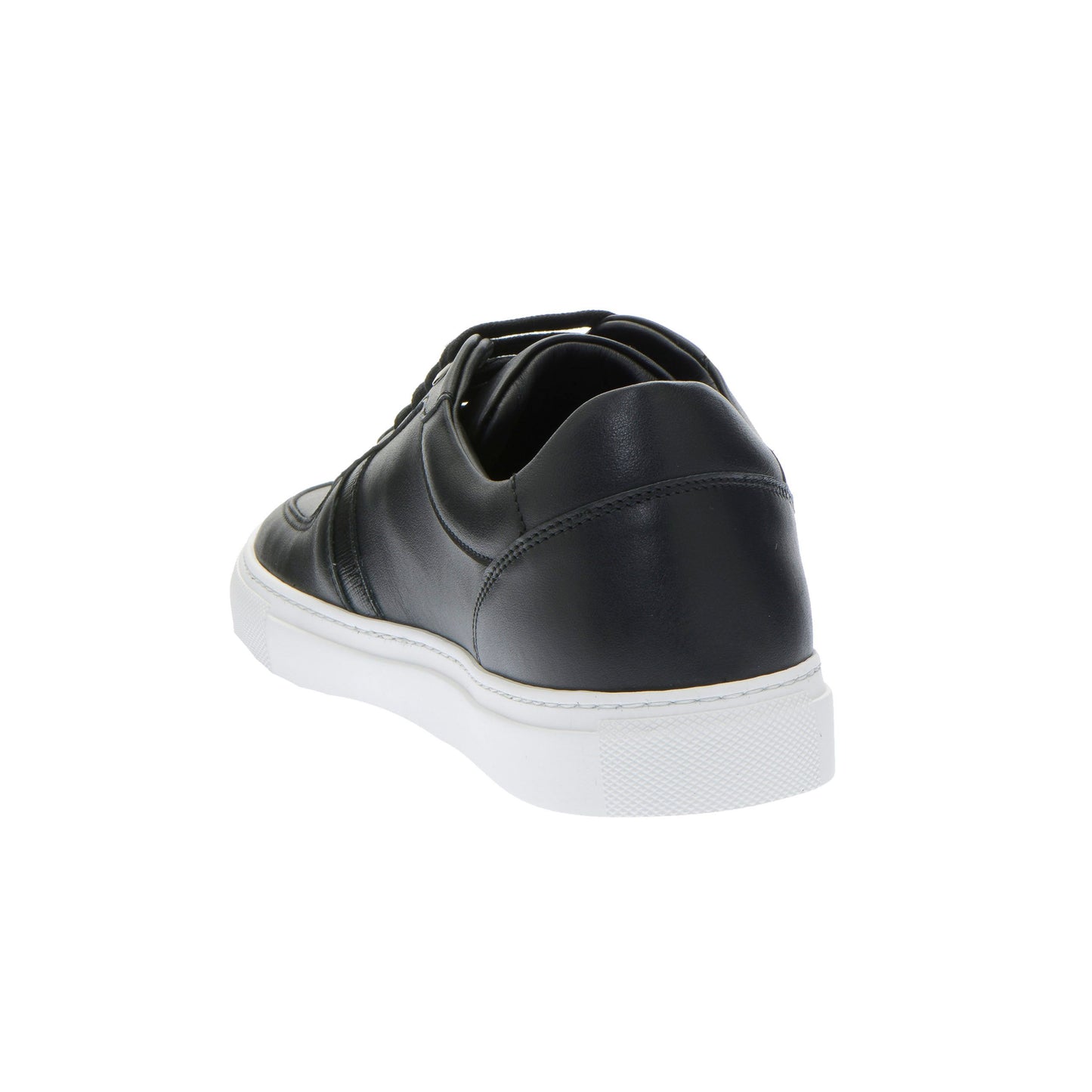 Elegant Black Leather Sneakers With White Soles
