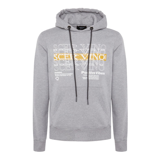 Sleek Gray Cotton Hooded Jacket