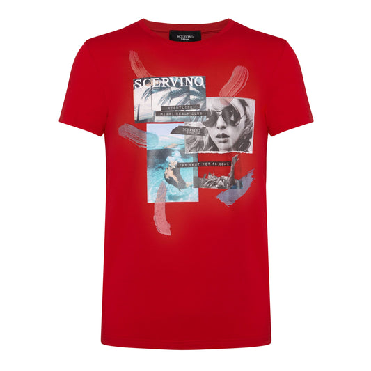 Chic Red Cotton Blend T-Shirt