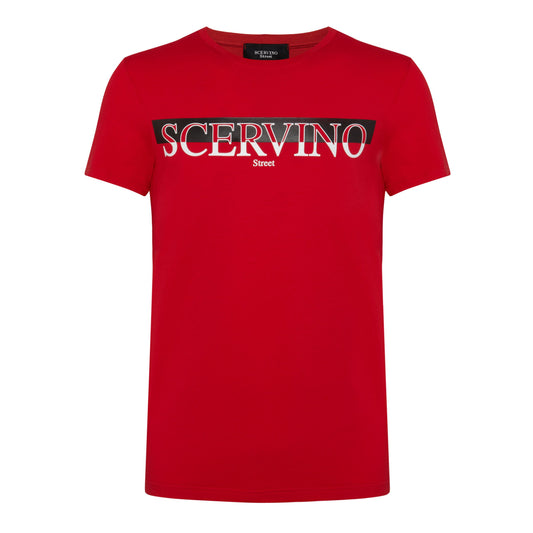 Elegant Cotton Stretch T-Shirt in Radiant Red