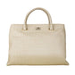 Elegant Cream Snakeskin Texture Handbag