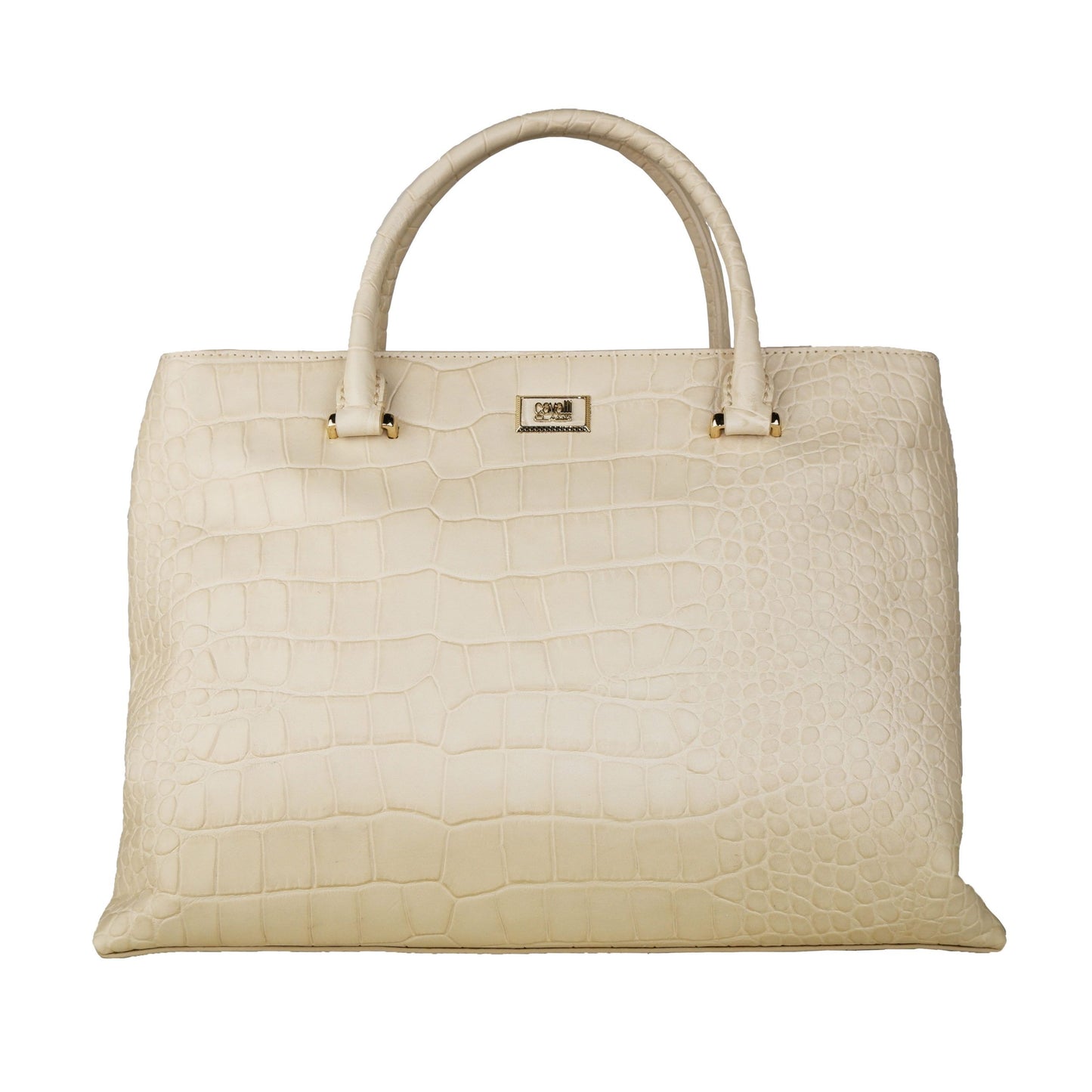Elegant Cream Snakeskin Texture Handbag