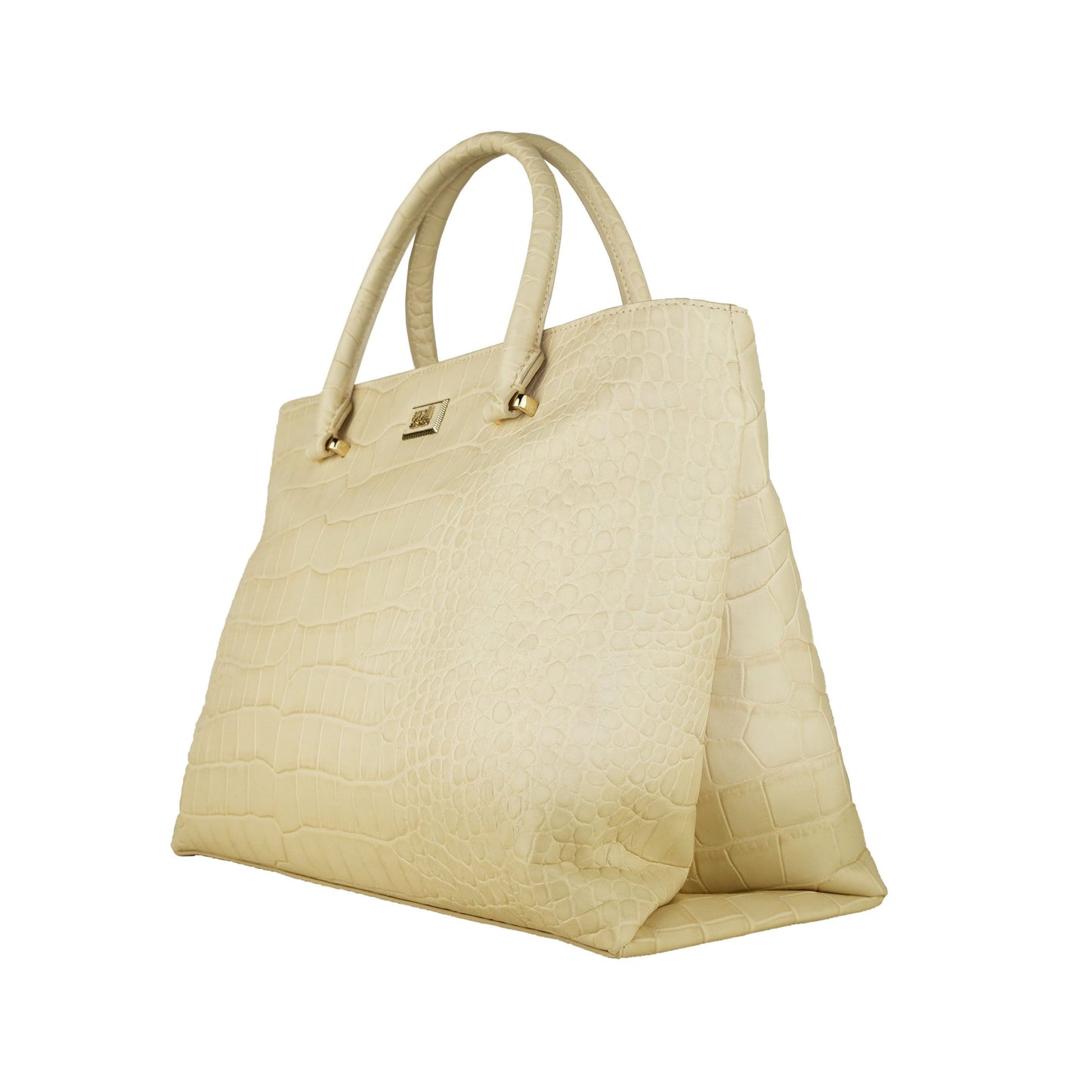 Elegant Cream Snakeskin Texture Handbag