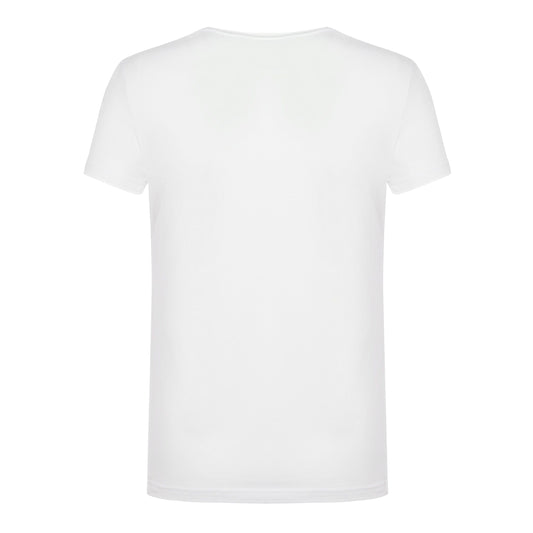 Elegant White Logo Tee - Italian Cotton Blend