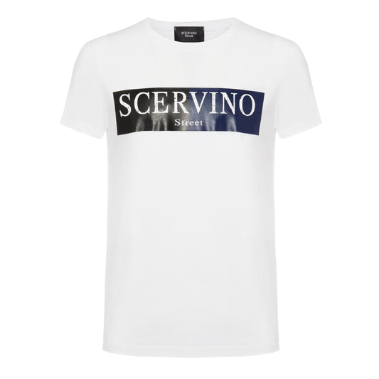 Elegant White Logo Tee - Italian Craftsmanship