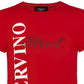 Elegant Red Cotton T-Shirt with Vertical Logo