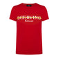 Elegant Red Cotton Tee with Logo Accent