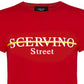 Elegant Red Cotton Tee with Logo Accent