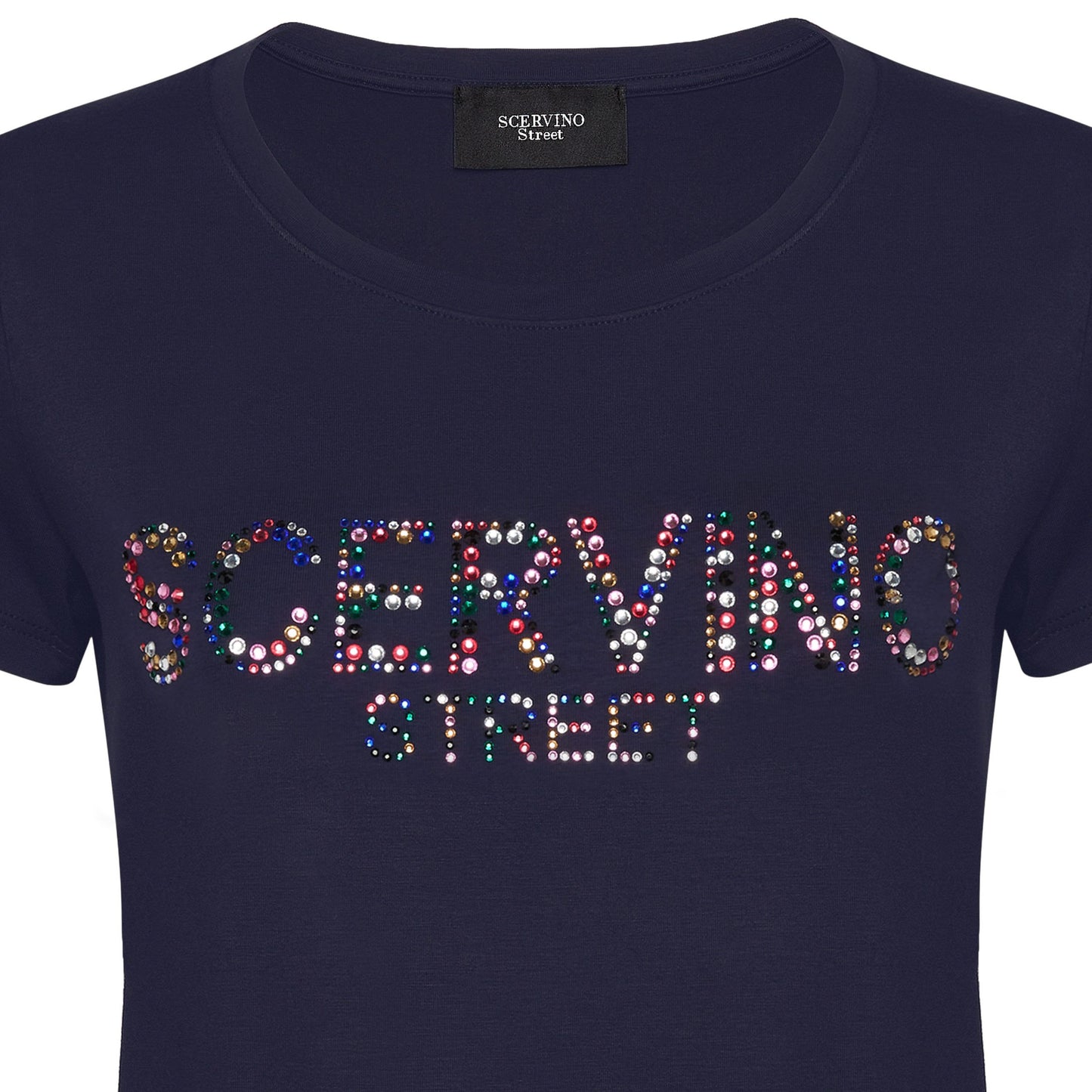 Glamorous Dark Blue Crystal Logo Tee
