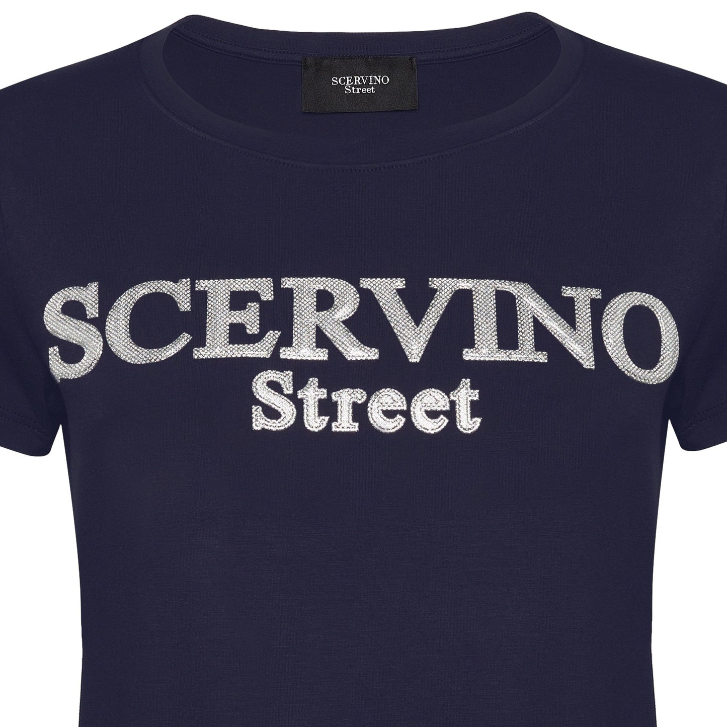 Dark Blue Glitter Logo Cotton Tee