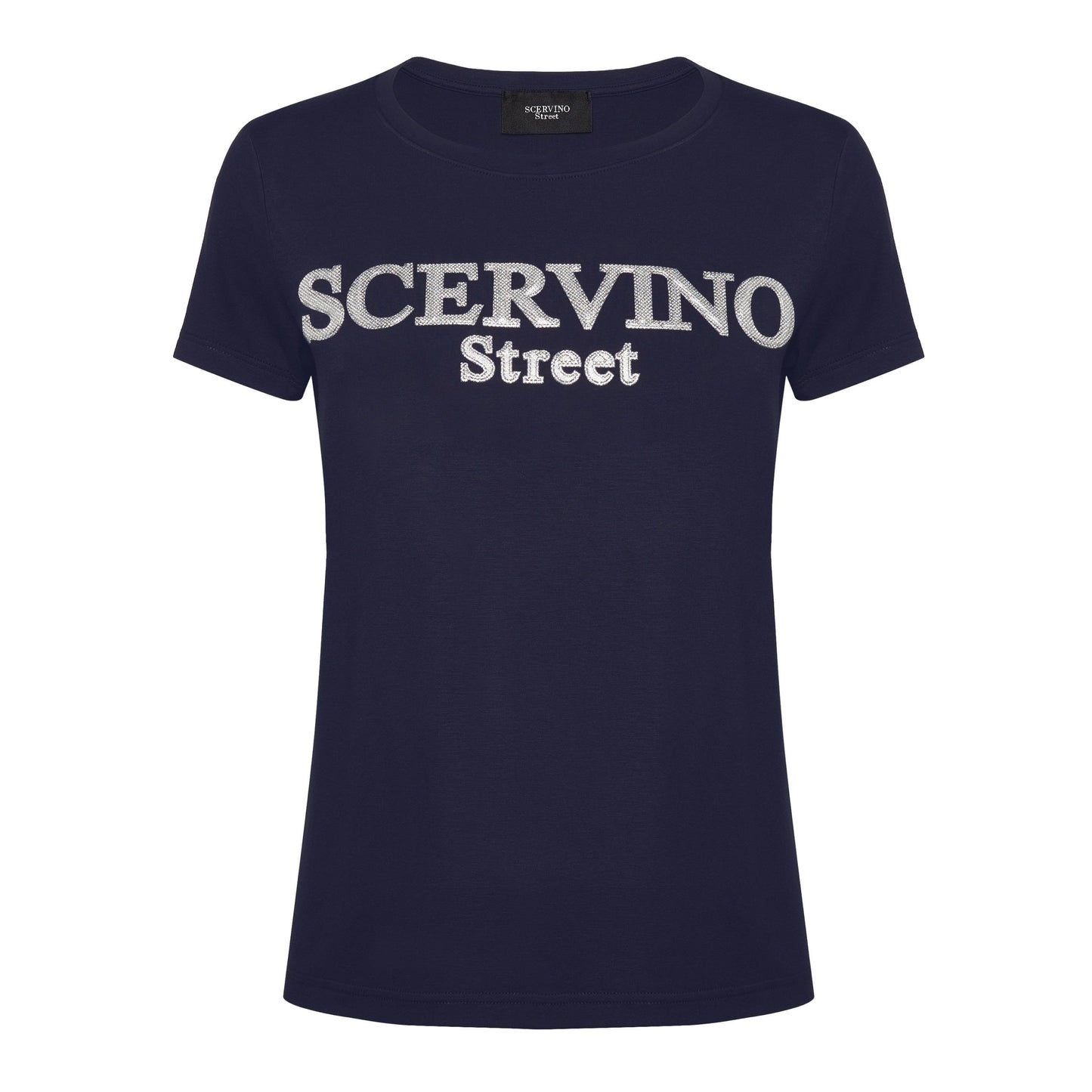 Dark Blue Glitter Logo Cotton Tee
