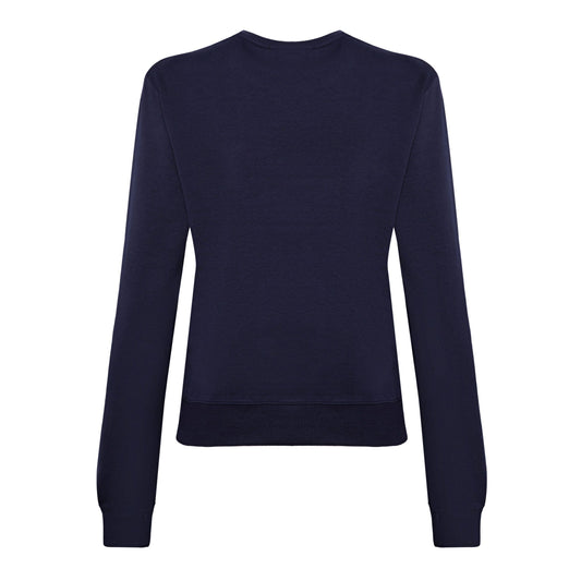 Elegant Blue Strass Logo Sweatshirt
