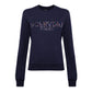 Elegant Blue Strass Logo Sweatshirt
