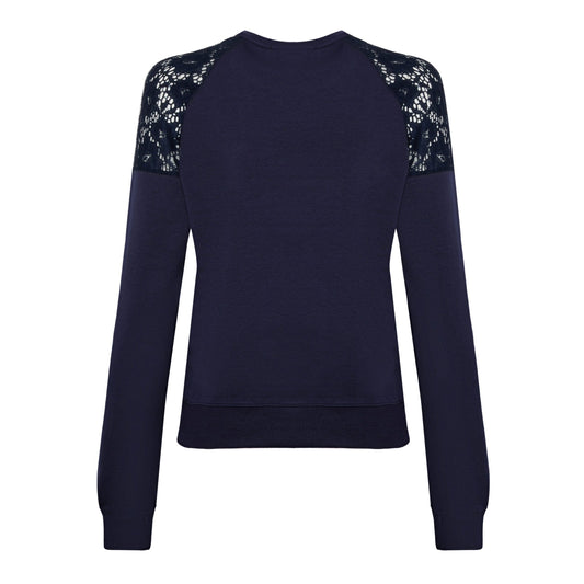 Elegant Blue Strass Logo Sweatshirt