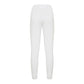 Elegant White Stretch Trousers with Strass Logo