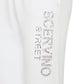 Elegant White Stretch Trousers with Strass Logo