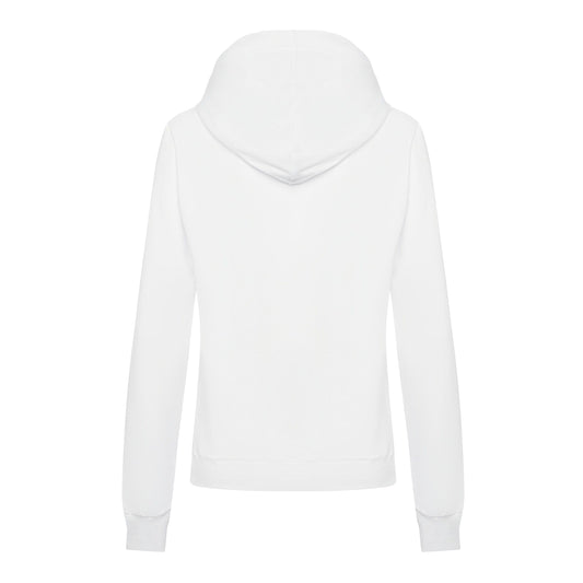 Elegant White Hooded Sweatshirt with Strass Logo