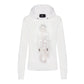 Elegant White Hooded Sweatshirt with Strass Logo