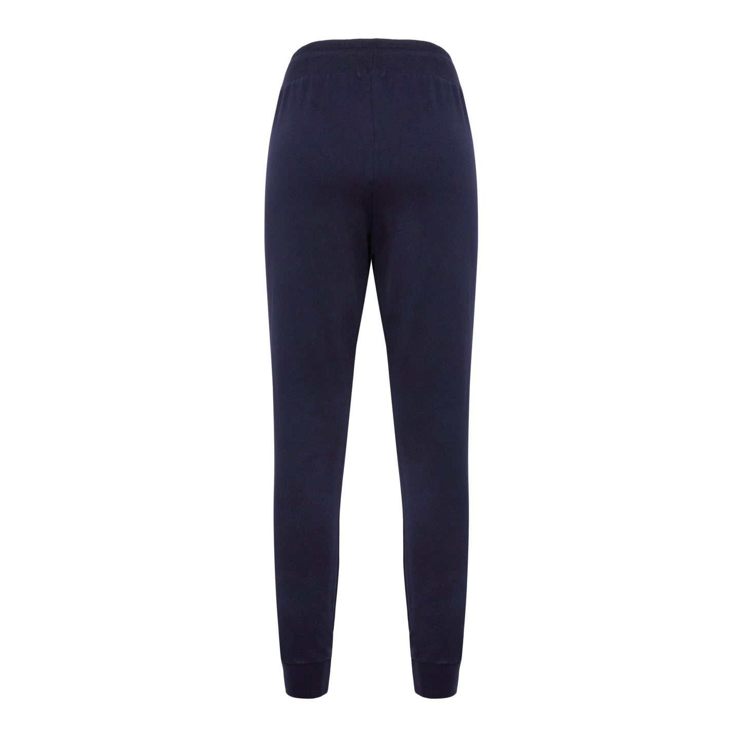 Elegant Blue Stretch Trousers with Strass Logo