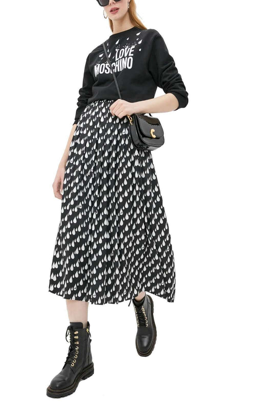 Chic Longuette Skirt with White Drops Design