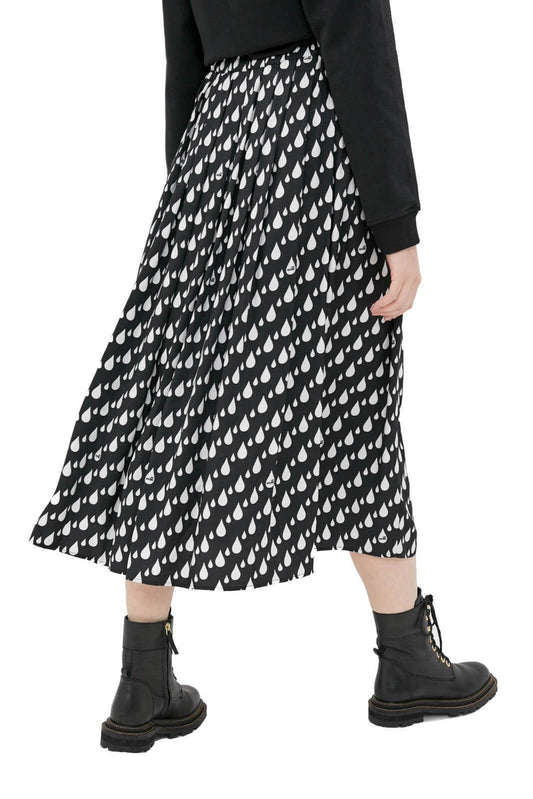 Chic Longuette Skirt with White Drops Design